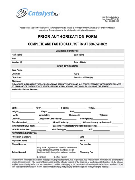 Catalyst Rx Prior Authorization Form Fill And Sign Printable Template