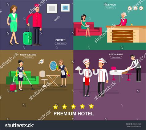 Hotel Staff Service Reception Room Cleaning Stock Vector Royalty Free