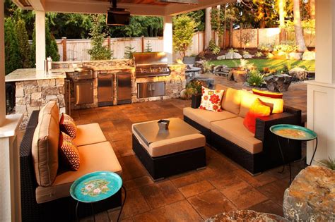 Covered Patio With Outdoor Kitchen And Sitting Area Outdoor Space