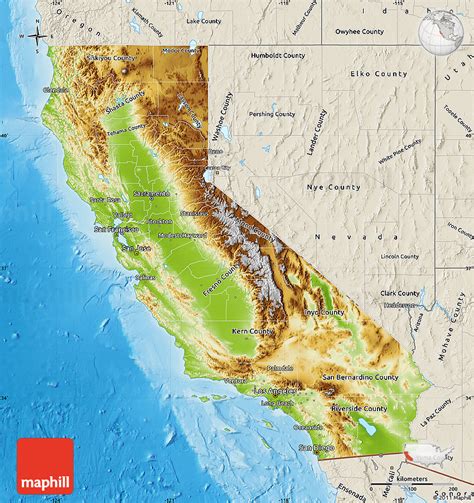 Physical Features Of California Map United States Map