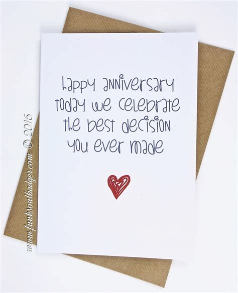Funny Anniversary Card Today We Celebrate The Best Decision