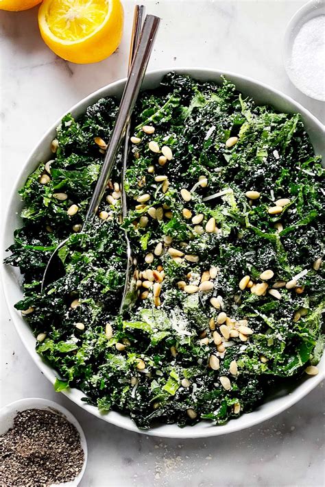 The Best Kale Salad With Parmesan And Pine Nuts Foodiecrush Com