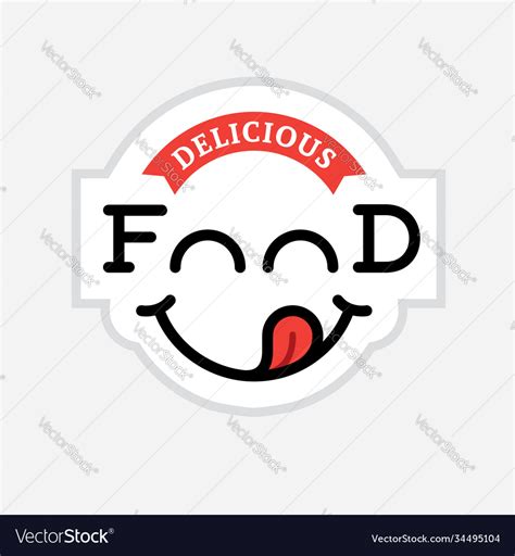 Food Logo With Yummy Face Royalty Free Vector Image