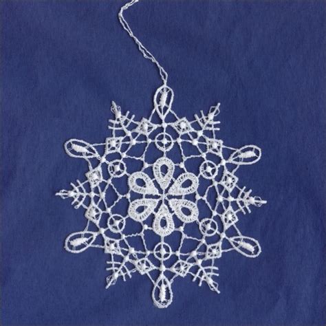 White Lace Loop And Flower Snowflake Ornament ~ 3 12