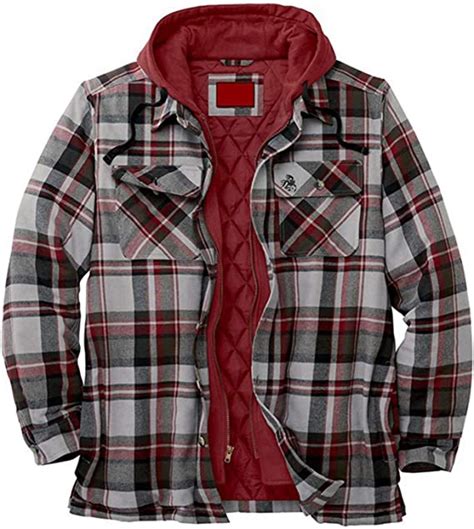 Klklkl Quilted Thick Plaid Long Sleeved Loose Jacket Mens Hoodie