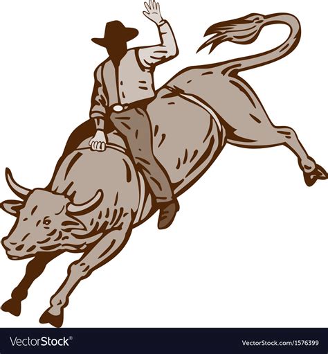 Rodeo Cowboy Bull Riding Royalty Free Vector Image