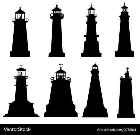 Lighthouse Silhouette Set Royalty Free Vector Image