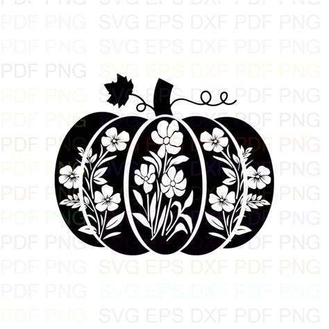 Pumpkin Halloween Flower Silhouette Svg Svg Dxf Eps Pdf Png | Etsy