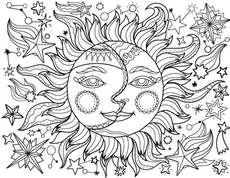 Free Printable Sun And Moon Adult Coloring Page. Download It In - Coloring Home