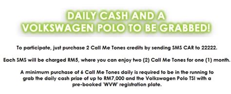 Dial *888* 766411# and press call/send digi caller tunes: Tertunailah Hasrat Di Hati: Dapatkan Volkswagen Polo ...