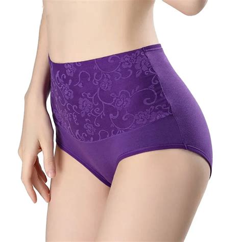 Women Cotton Jacquard Underwear Panty High Waist Breathable Trigonometric Lingeries Female Sexy