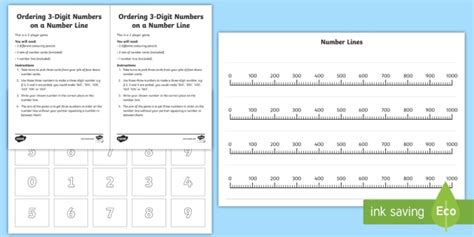 Ordering Three Numbers On A Number Line Worksheet