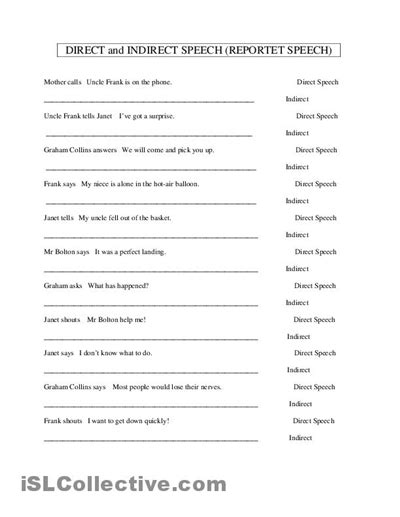 Here, direct and indirect speech rules, more than 100 sentences with examples, worksheets, and quizzes are provided. 7 Best Images of Reported Speech Worksheets - Reported ...