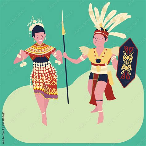 Vector Illustration Of The Gawai Dayak Hari Gawaifestivalman And