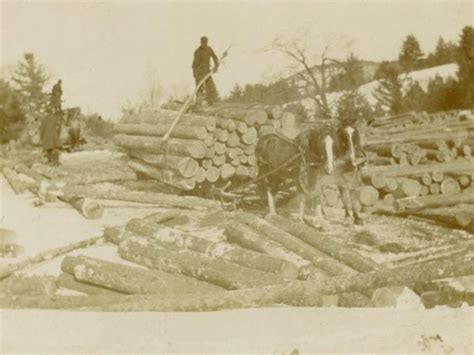 Men Working Spring Log Jam On Grasse River In Pyrites