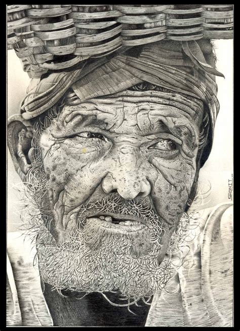 Pencil Sketch Of Old Man