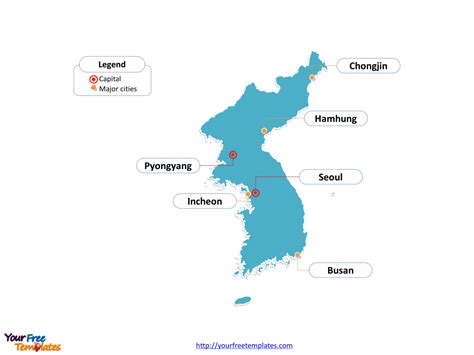 The east sea/sea of japan surrounds the peninsula on the east, the east china sea to the south. Free Korea Peninsula Editable Map - Free PowerPoint Templates