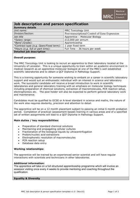 Example Of Job Specifications With Letterhead Examples Of Application
