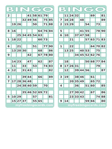 1 90 British Bingo Cards Sports Leisure