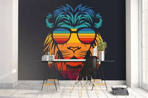 3d Drawing Lion Portrait Wallpaper Wall Mural Removable Self Adhesive