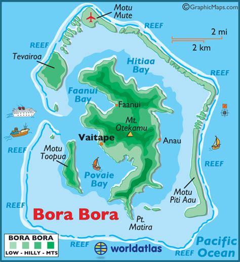 Road map of bora bora, french polynesia shows where the location is placed. Bora Bora Large Color Map