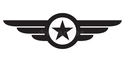 Estrella Con El Logotipo De Las Alas Insignia Alada Militar Y Del