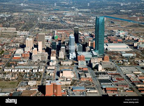 Usa Oklahoma Oklahoma City Aerial Of Downtown City Skyline Stock