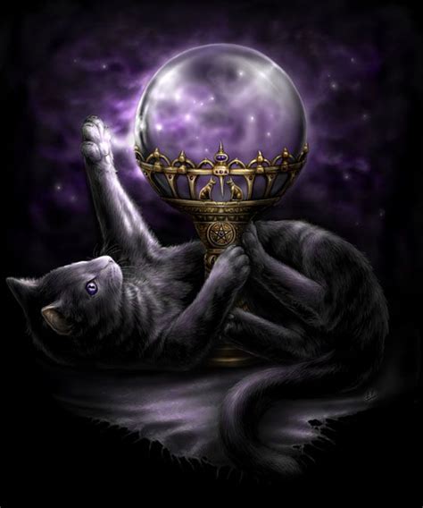 Crystal Reading Wiccan Art Cat Art Magic Cat