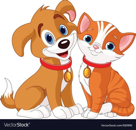 Cat And Dog Vector Image On Vectorstock Cartoon Dog Dog Clip Art