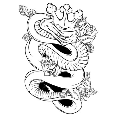 Premium Vector Vector Snake And Rose Traditional Tattoo Art
