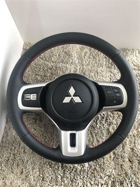 Evo X Steering Wheel With Nappa Leather Wrap In Red Stitch Car