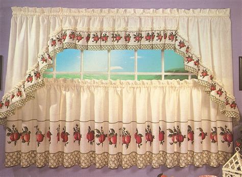 Embellished tier and swag set are. Apple Trellis Kitchen Curtains