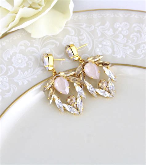Gold Chandelier Earrings Statement Earrings Bridal Jewelry Etsy