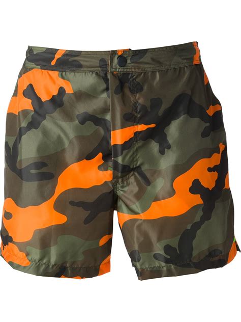 Valentino Camouflage Swim Trunks In Green For Men Lyst