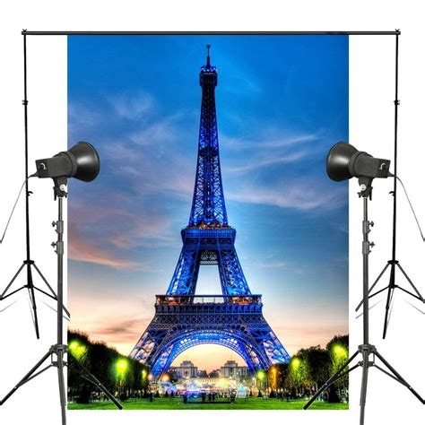 Abphoto Polyester 5x7ft Blue Light Photography Background Paris Eiffel