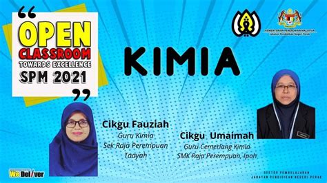 Open Classroom Jpn Perak Spm 2021 Kimia Youtube