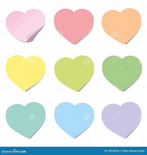 Sticky Notes Hearts Colored Stock Vector Illustration Of Paper