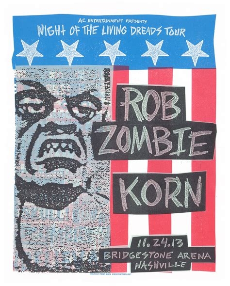 Rob Zombie Korn Screen Print Concert Poster By Printmafiadesigns