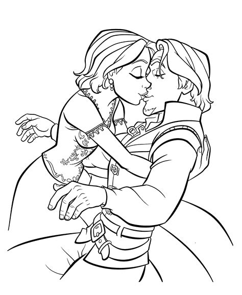 Dibujo para colorear - Primer beso Rapunzel