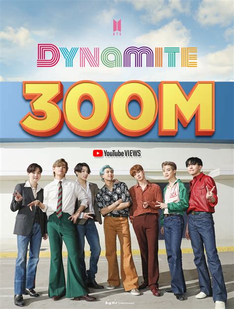 Bts, '다이너마이트' 신기록 행진.최단 시간 1억뷰 달성. 방탄소년단, '다이너마이트' MV 조회수 3억뷰 돌파! '통산 13 ...