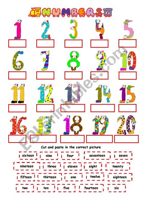 Produkt jetzt als erster bewerten. Numbers 1-20 - ESL worksheet by Nichi
