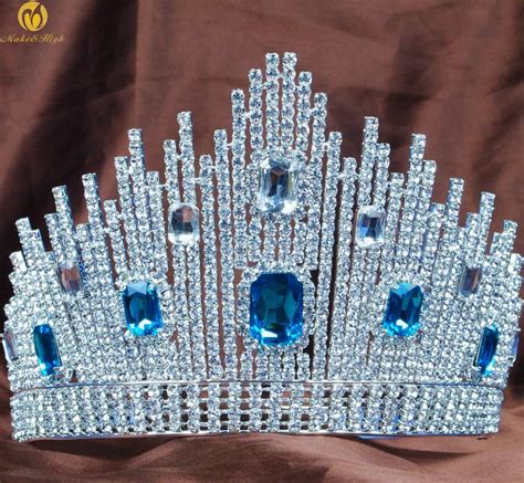 Cristal Azul Miss Universo Desfile Tiaras Corona Grande Tocado De