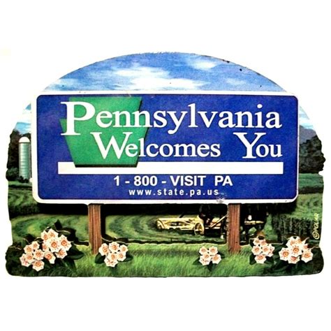 Pennsylvania State Welcome Sign Artwood Fridge Magnet