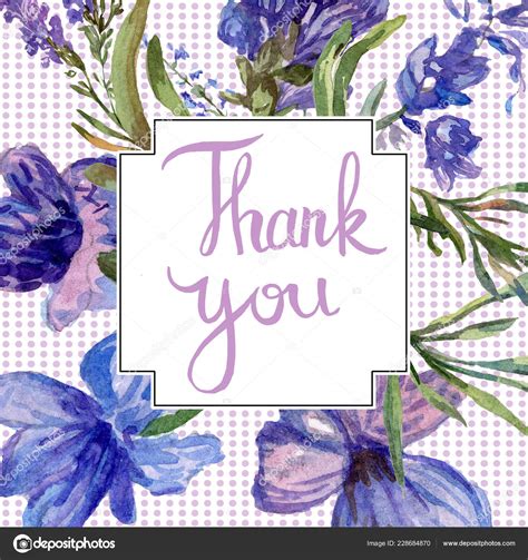 Purple Lavender Flowers Thank You Handwriting Monogram