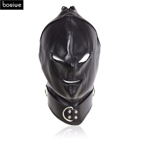 Buy New Adult Sex Toys Bdsm Bondage Cap Pu Leather Mask Slave Open Mouth And