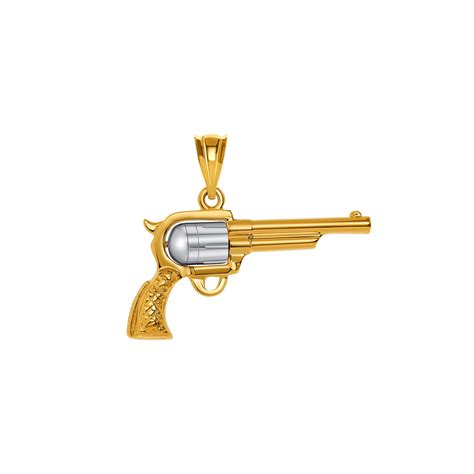 Revolver Pistol Gun Pendant Necklace In Sterling Silver