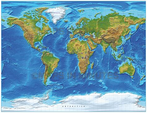 Digital Vector Royalty Free World Relief Map In The Gall Projection