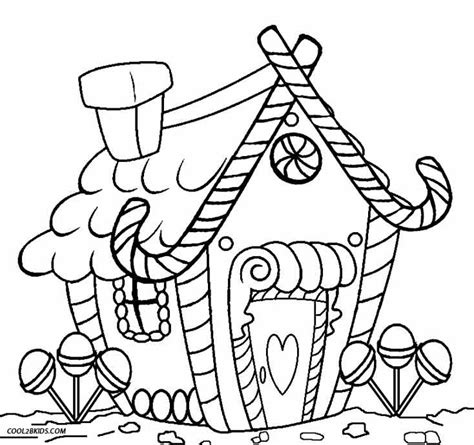 Candycane Gingerbread House Coloring Page - Coloring Sheets