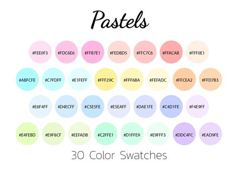Pastels Color Swatches Color Palette Ipad Etsy