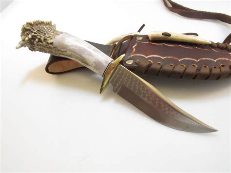 Hunting Knife Knives Stag Handle Bowie 5 Antler Horn Bone Custom